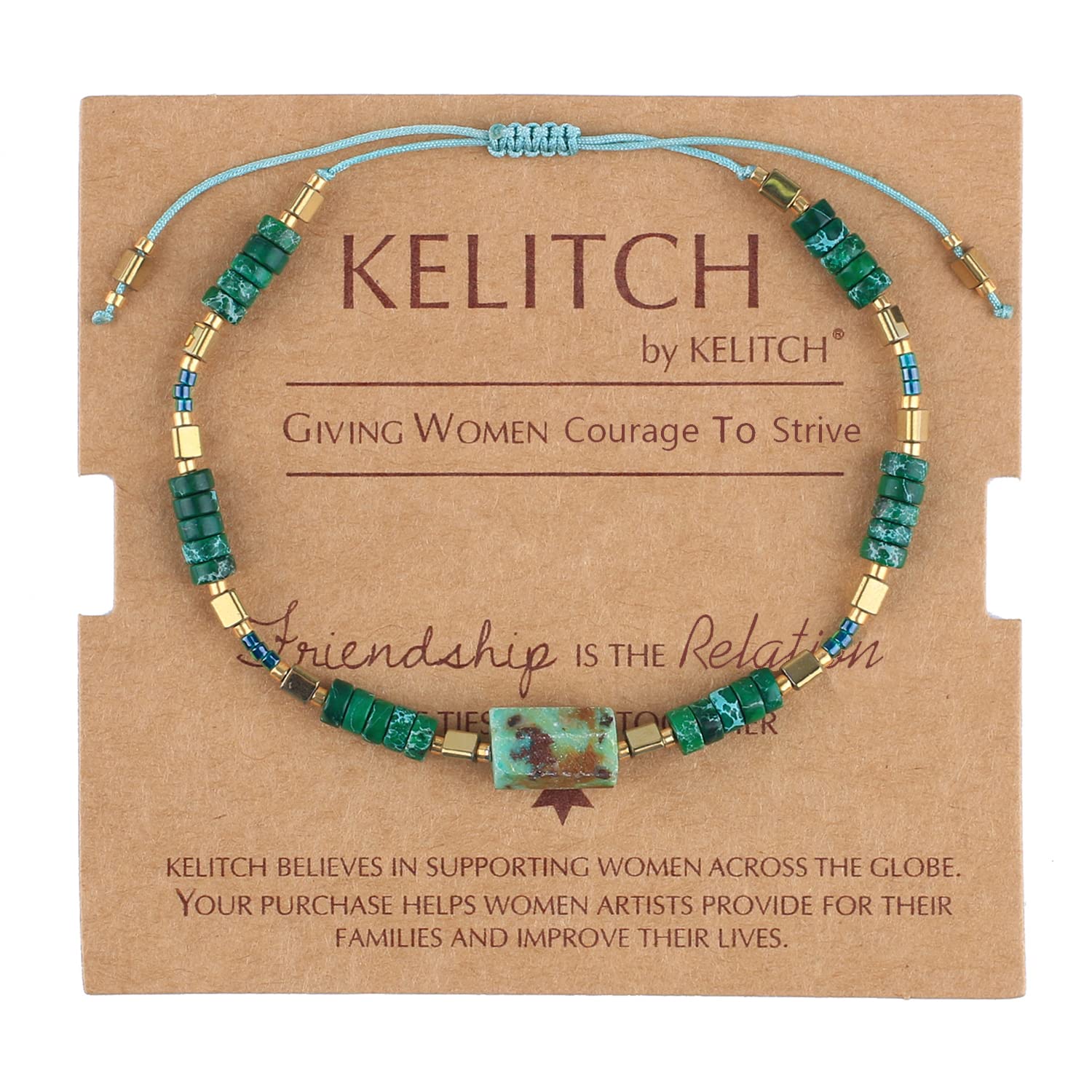 KELITCH Natural Crystal Beaded Friendship Bracelets for Women Turquoise Strand Bracelets New Jewelry