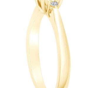 AFFY 1/5 Carat Round Cut White Natural Diamond Halo Engagement Wedding Ring In 10k Solid Yellow Gold (0.20 Cttw) Ring Size-9