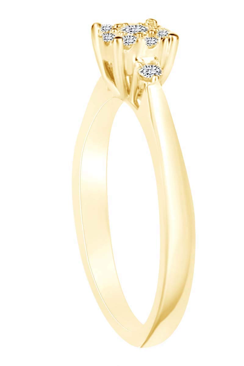 AFFY 1/5 Carat Round Cut White Natural Diamond Halo Engagement Wedding Ring In 10k Solid Yellow Gold (0.20 Cttw) Ring Size-9