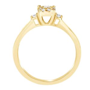 AFFY 1/5 Carat Round Cut White Natural Diamond Halo Engagement Wedding Ring In 10k Solid Yellow Gold (0.20 Cttw) Ring Size-9