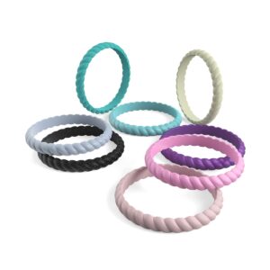 MAUI RINGS Braided Silicone Ring Thin and Stackable Silicone Rings Wedding Bands Promise Rings Silicone Engagement Rings for Women