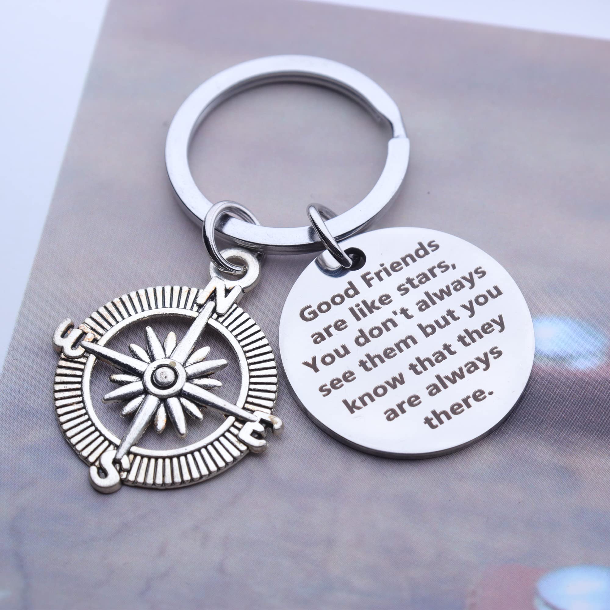 Jstud Inspirational Best Friend Keychain Gifts Good Friends are Like Stars Friendship Jewelry Gift Keychain for Women Men