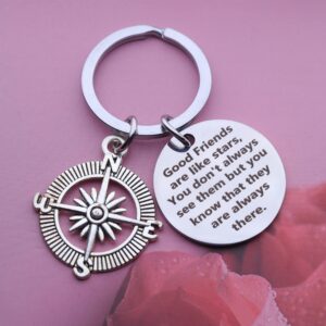 Jstud Inspirational Best Friend Keychain Gifts Good Friends are Like Stars Friendship Jewelry Gift Keychain for Women Men