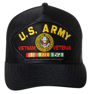 united states army vietnam veteran emblem patch black baseball cap