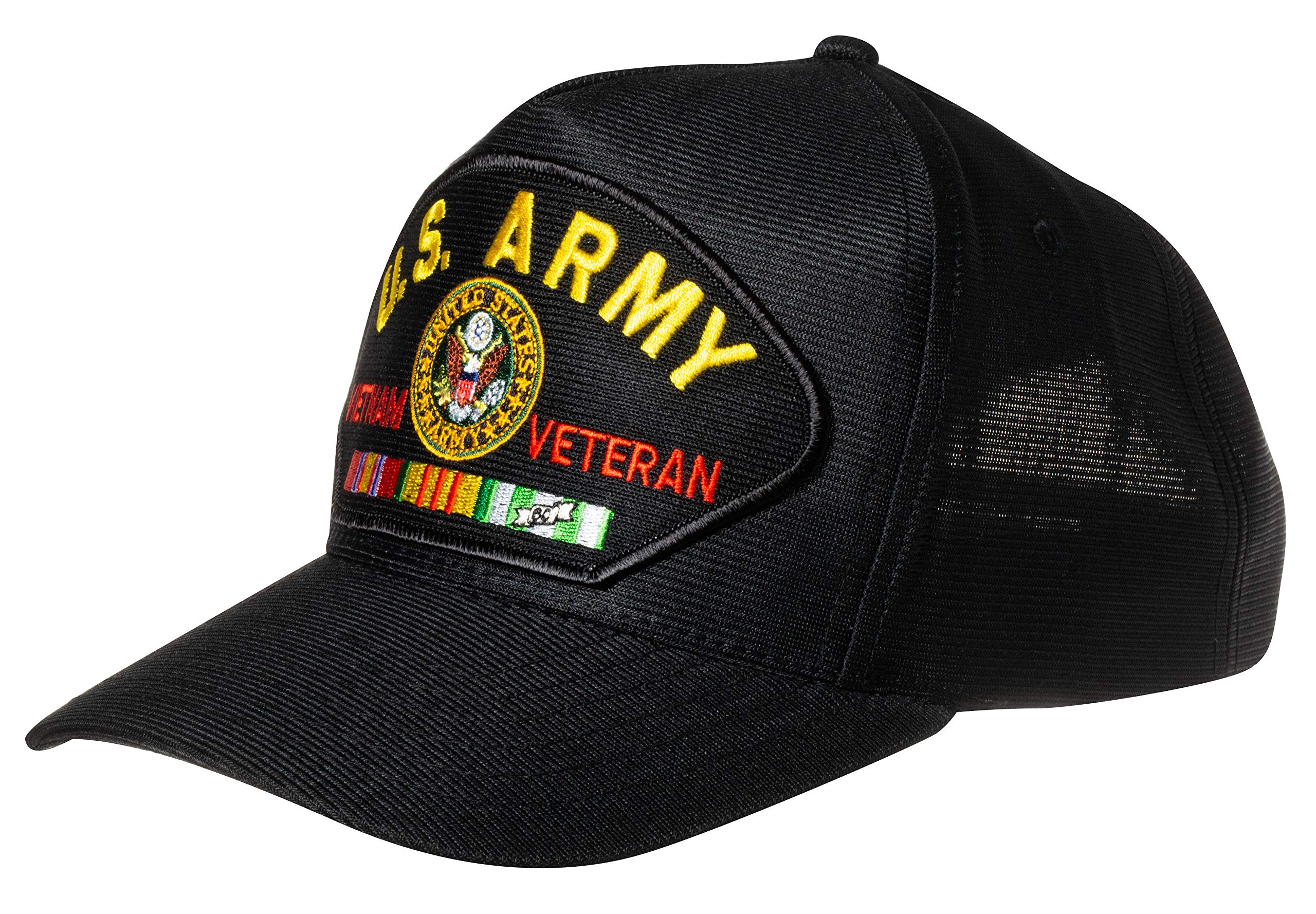 United States Army Vietnam Veteran Emblem Patch Black Baseball Cap