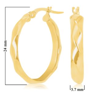 Italian 14k Yellow Gold Basket Weave Oval Hoop Earrings 4mm 1" x 0.75" 1.8 grams