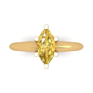 clara pucci 1.0 ct marquise cut solitaire canary yellow simulated diamond bridal designer anniversary engagement ring 14k yellow gold