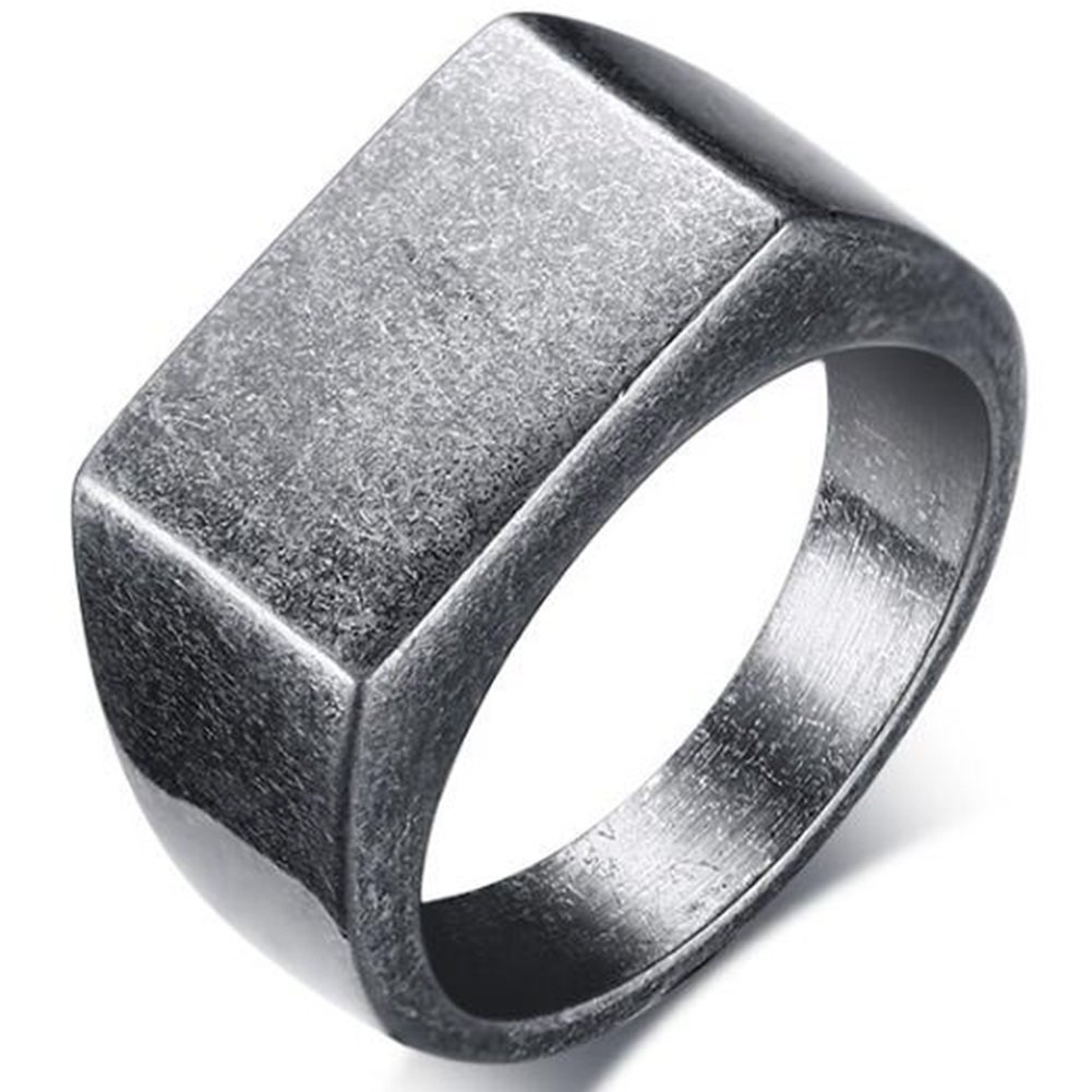 Jude Jewelers Retro Vintage Style Stainless Steel Signet Ring (Grey, 13)