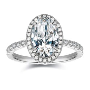 3 ctw oval halo ring cz engagement ring in sterling silver