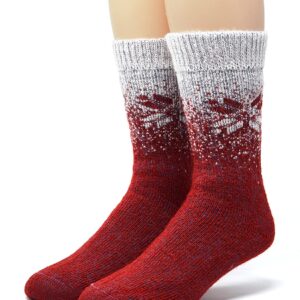 WARRIOR ALPACA SOCKS - Unisex Toasty Toes Ultimate Alpaca Socks For Men And Women (Large - Red Snowflake)