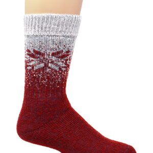 WARRIOR ALPACA SOCKS - Unisex Toasty Toes Ultimate Alpaca Socks For Men And Women (Large - Red Snowflake)