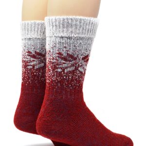 WARRIOR ALPACA SOCKS - Unisex Toasty Toes Ultimate Alpaca Socks For Men And Women (Large - Red Snowflake)