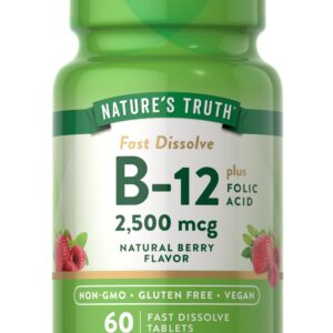 Nature's Truth B12 Vitamin | 60 Sublingual Tablets | 2500 mcg | Vegetarian, Non-GMO & Gluten Free