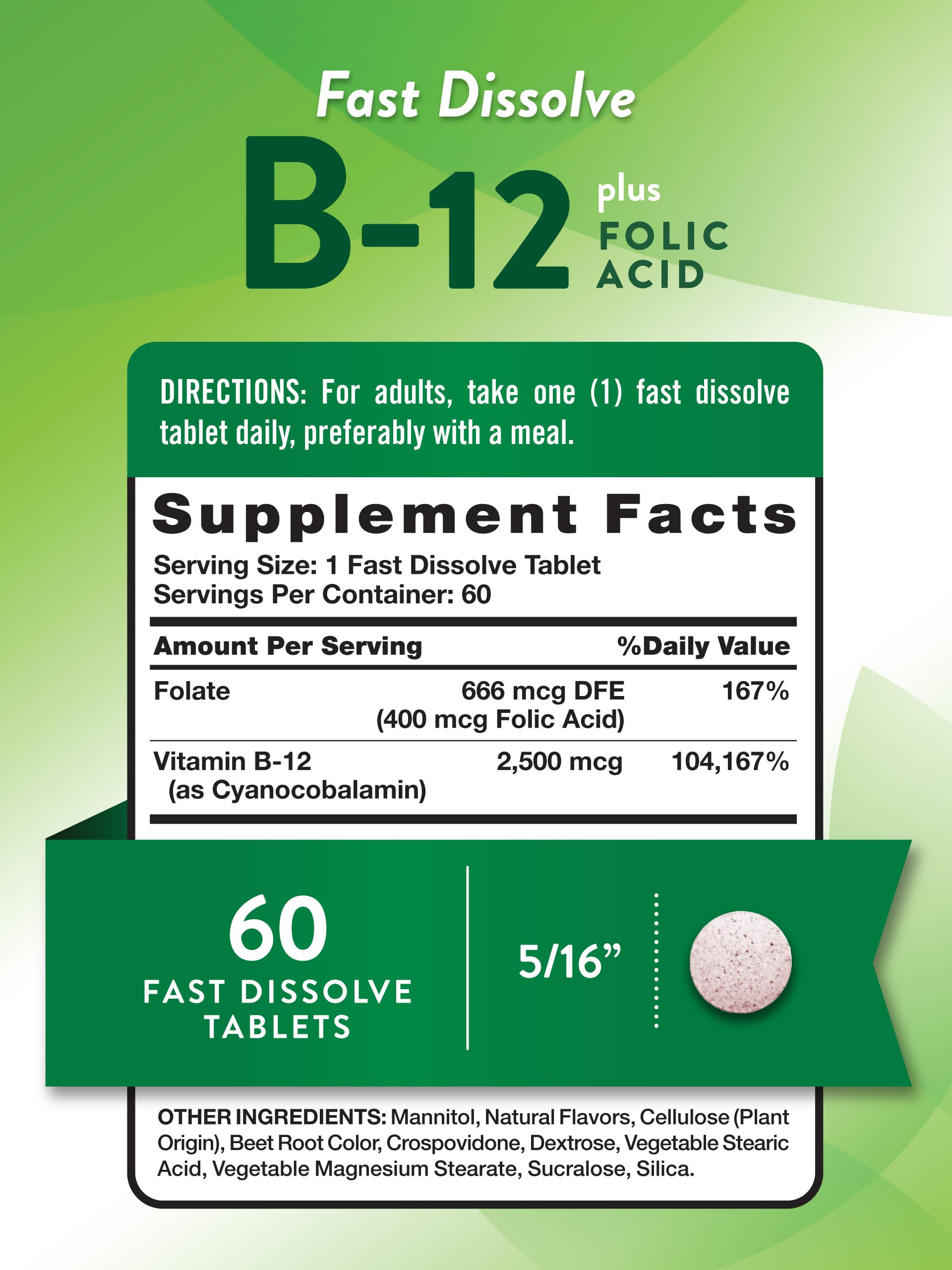 Nature's Truth B12 Vitamin | 60 Sublingual Tablets | 2500 mcg | Vegetarian, Non-GMO & Gluten Free