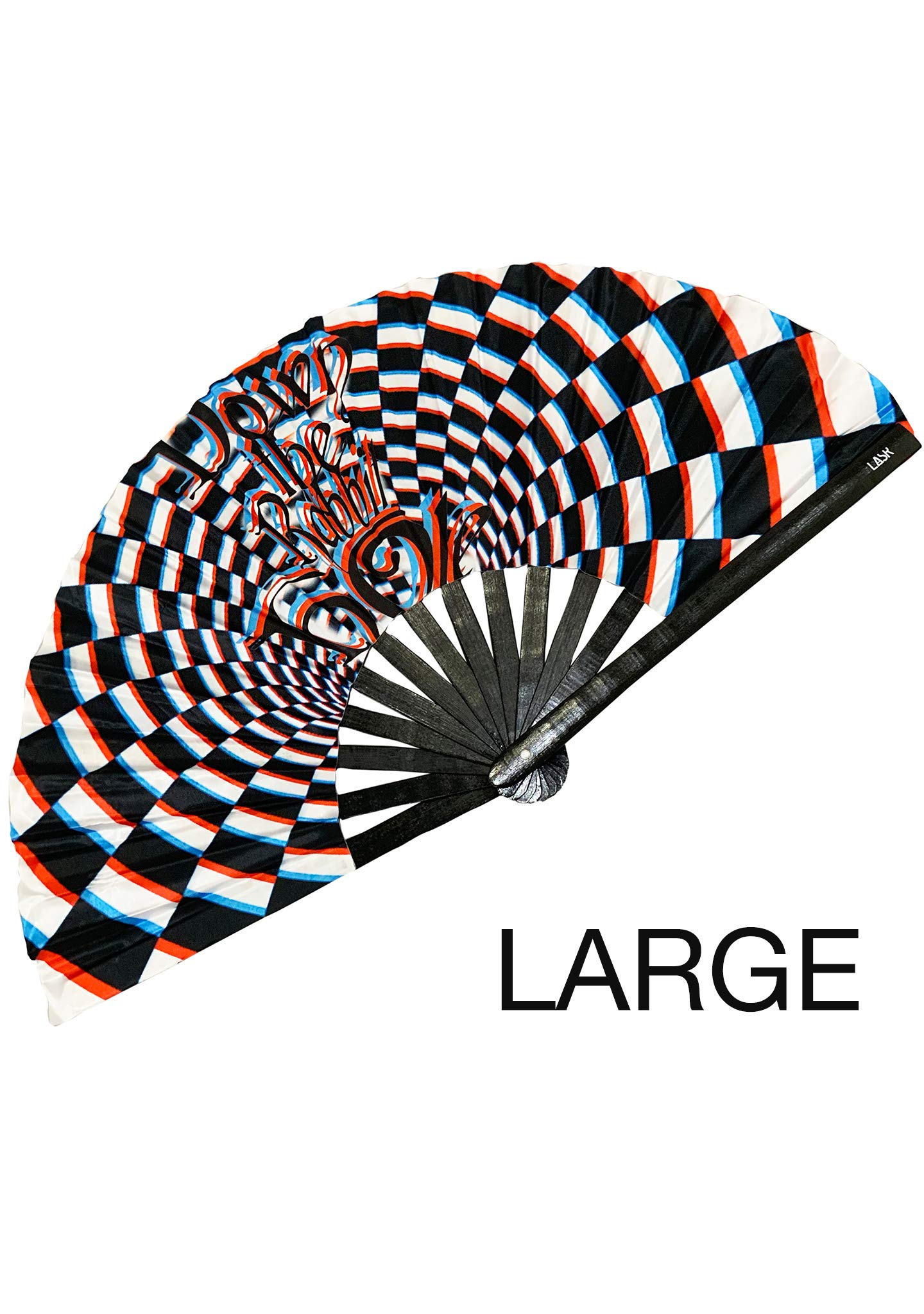 LASR Psychedelic Rabbit Festival Hand Fan, Multi, Rave Gear, Exclusive