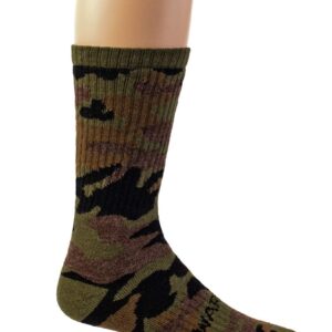 WARRIOR ALPACA SOCKS | Heavy-Duty Hunting Alpaca Wool Socks | Terry Lined | Unisex (Medium, Woodland Camo)