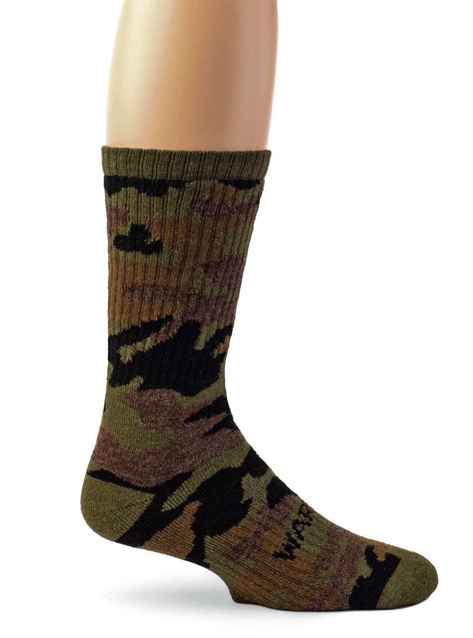 WARRIOR ALPACA SOCKS | Heavy-Duty Hunting Alpaca Wool Socks | Terry Lined | Unisex (Medium, Woodland Camo)