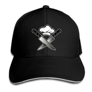 nvjui jufopl men's skull chef hat, funny knives kitchen baseball cap