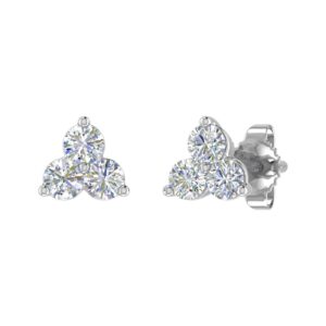 3-stone diamond stud earrings in 14k white gold (0.31 carat)