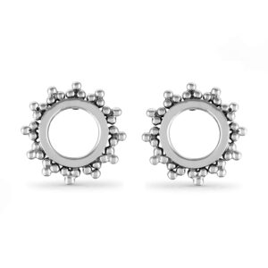 Boma Jewelry Sterling Silver Bohemian Balinese Beaded Texture Open Circle Sun Stud Earrings