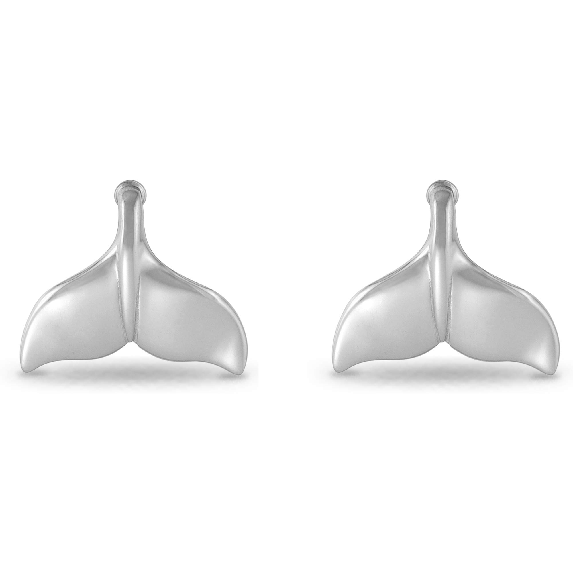 Boma Jewelry Sterling Silver Whale Tail Animal Stud Earrings