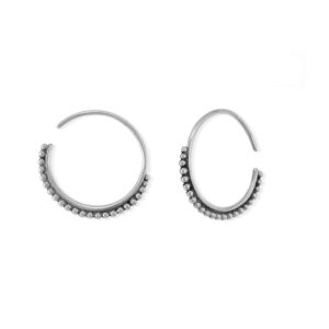 boma jewelry sterling silver bali style boho oxidized beaded texture pull through hoop earrings