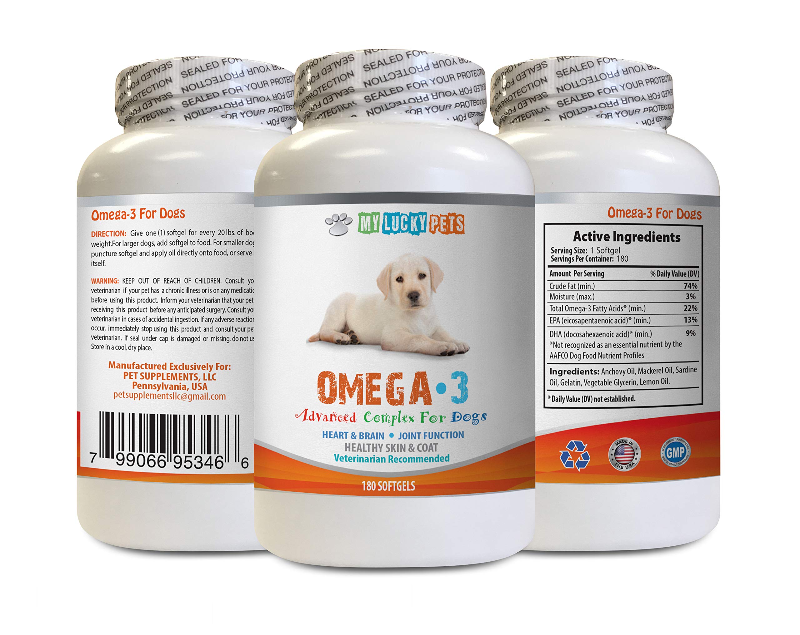 Dog Heart Guard chewable - Dog Omega 3 Fatty ACIDS - Fish Oil - Best Heart Brain Skin and Joint Health - Vet Recommended - Dog Fish Oil for Dry Skin - 1 Bottle (180 Softgels)