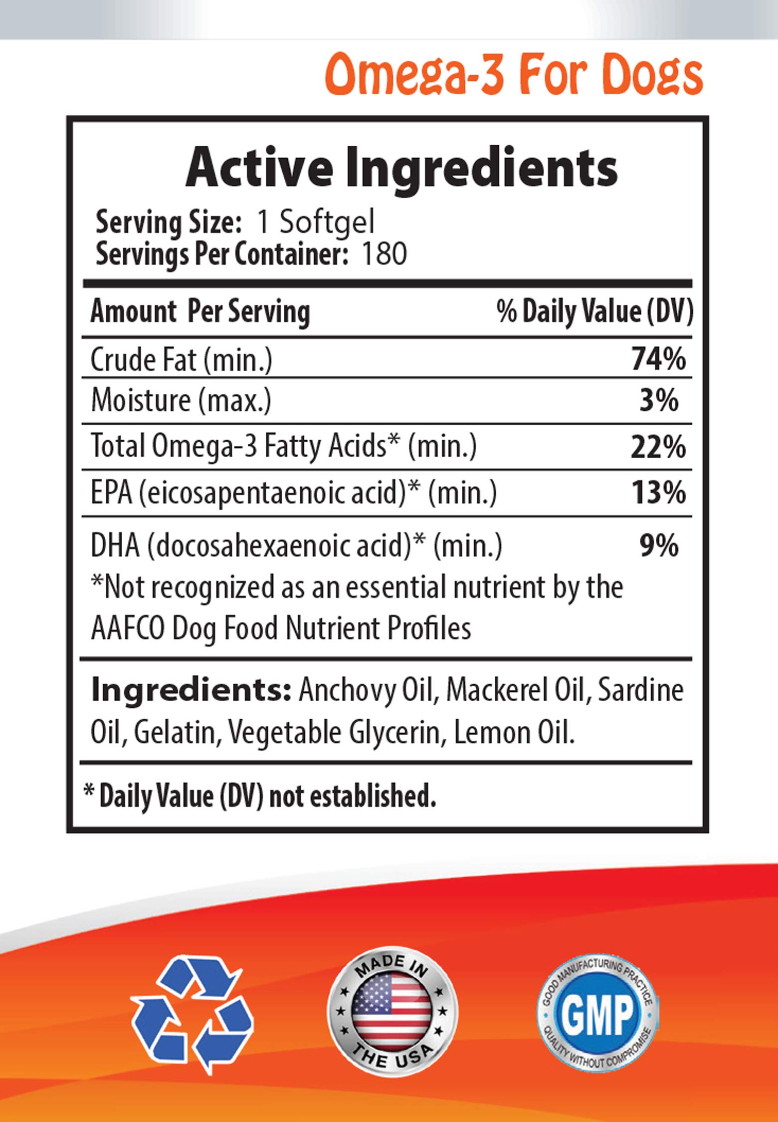 Dog Heart Guard chewable - Dog Omega 3 Fatty ACIDS - Fish Oil - Best Heart Brain Skin and Joint Health - Vet Recommended - Dog Fish Oil for Dry Skin - 1 Bottle (180 Softgels)