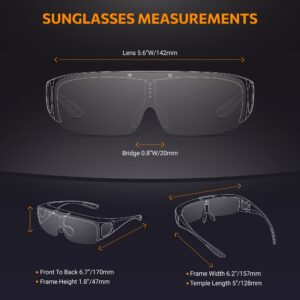 LEICO FASHION Polarized Sunglasses Fit Over Prescription Glasses for Men Women Flip Up Shield Wrap Around UV400 Driving Fishing Sports Shades