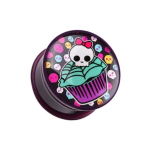 covet jewelry skullicious cupcake single flared ear gauge plug (1/2" (12.5mm))