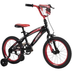 Huffy Moto X Boys 16" Bike, Ideal for Ages 4 to 6 Years Old, Moto X Accents, Adjustable Comfort, Chain Guard for Safety, Removable Training Wheels, Sleek Red and Black Frame