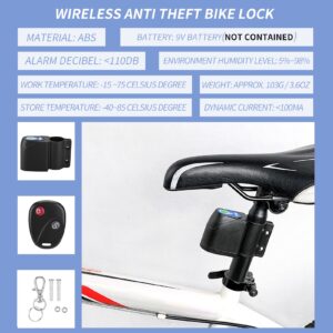 Wireless Anti Theft Bike Lock, Universal Portable Alarm Cycling Security Lock with Remote Control, Used in Outdoor