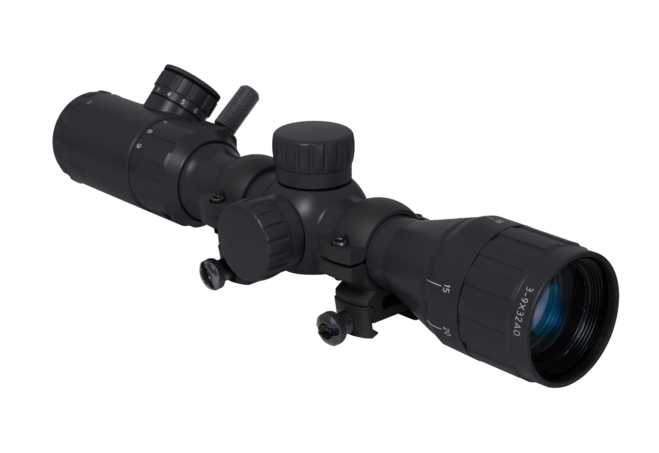 Monstrum 3-9x32 AO Rifle Scope with Illuminated Range Finder Reticle and Parallax Adjustment | Black