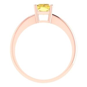 Clara Pucci 1.0 ct Radiant Cut Solitaire Canary Yellow Simulated Diamond Bridal Designer Anniversary Engagement Ring Real 14k Rose Gold