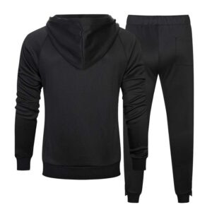 PASOK Men's Casual Tracksuit Set Long Sleeve Full-Zip Running Jogging Athletic Sweat Suits (L, Style 2 Black)