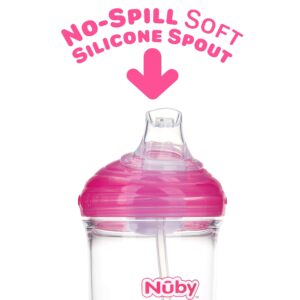 Nuby Tritan No Spill Trainer Cup with Silicone Spout & 360 Weighted Straw with Hygienic Cover, 10 ml