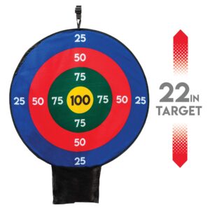 Franklin Sports Kids Archery Target Set - 1 Bow, 3 Self-Stick Arrows - Over The Door - Height-Adjustable Target - Perfect for Indoor Play, Red/Blue