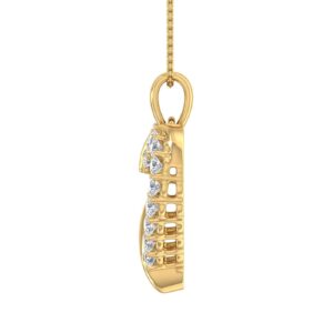 FINEROCK 1/2 Carat Diamond Heart Pendant Necklace in 10k Yellow Gold (Silver Chain Included)