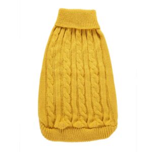 Small Dog Sweater, Warm Pet Sweater, Cute Knitted Classic Dog Sweaters for Small Dogs Girls Boys, Dog Sweatshirt Cat Sweater Clothes Coat Apparel for Small Dog Puppy Kitten Cat (Large, Yellow)