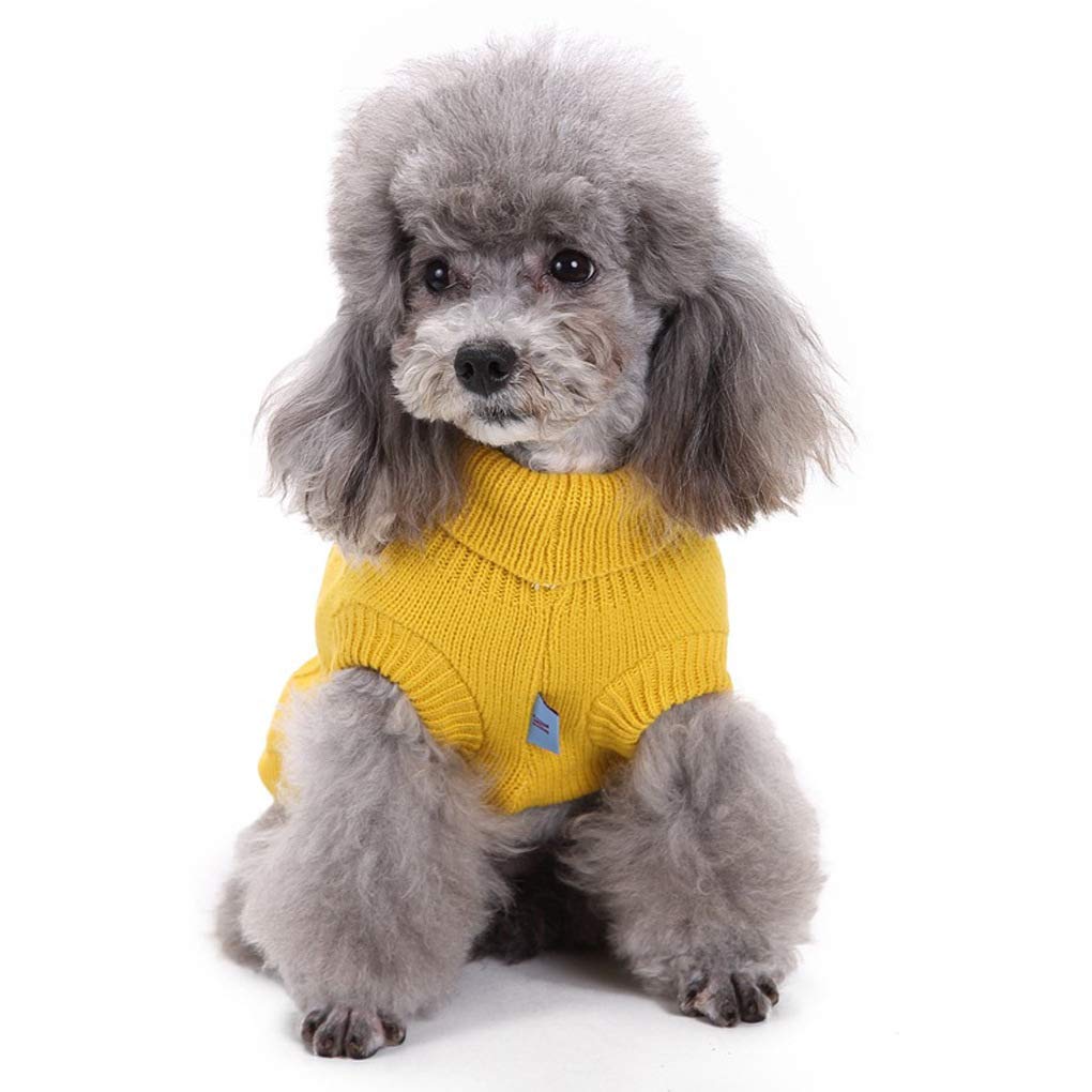 Small Dog Sweater, Warm Pet Sweater, Cute Knitted Classic Dog Sweaters for Small Dogs Girls Boys, Dog Sweatshirt Cat Sweater Clothes Coat Apparel for Small Dog Puppy Kitten Cat (Large, Yellow)