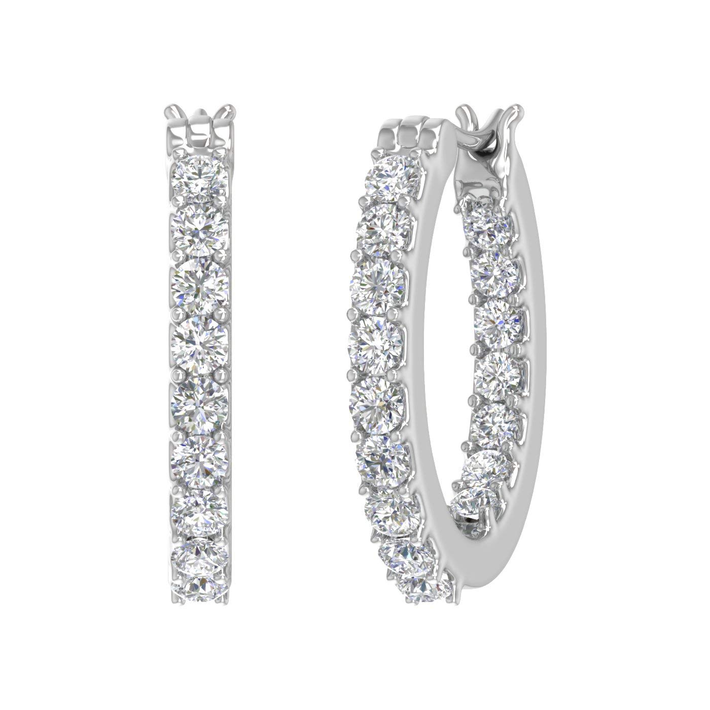 1 Carat Prong Set Diamond Inside-out Hoop Earrings in 10k Yellow Gold