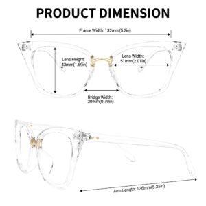 Zeelool Cat Eye Glasses Frame for Women Clear Lens Chandrika ZOP01899-02 Crystal