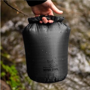 Wise Owl Outfitters Waterproof Dry Bag - Fully Submersible Ultra Lightweight Airtight Bags - 1pk or 3pk, 5L, 10L & 20L Sizes - Diamond Ripstop Roll Top Drybags for Camping, Kayaking & Backpacking