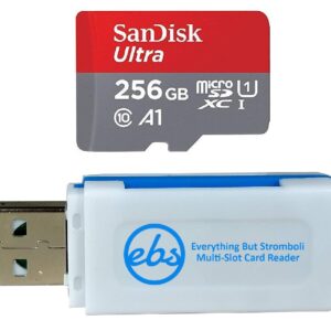 SanDisk 256GB Micro SDXC Ultra Memory Card Class 10 UHS-1 Works with Nintendo Switch Lite Gaming System (SDSQUAR-256G-GN6MN) Bundle with (1) Everything But Stromboli Micro SD Multi-Slot Card Reader