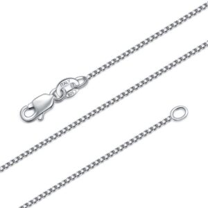 BORUO 925 Sterling Silver Box Chain Necklace, 1mm Solid Italian Nickel-Free Lobster Claw Clasp 18 Inch