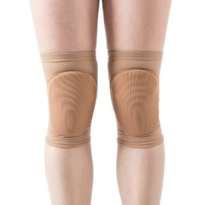 DANCEYOU Dance Knee Pads Hard Sponge Volleyball Knee Brace for Big Kid Teen Adults Football Pole Dancer Workout Knee Protector, Tan, XL