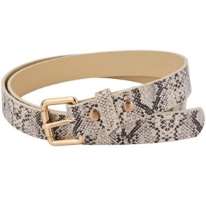 ayliss womens belts snakeskin pu leather waist belt for jeans (beige)