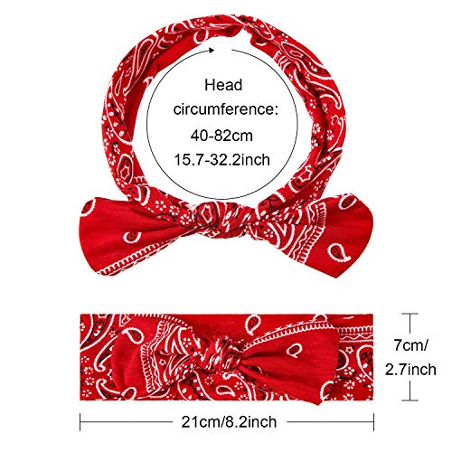 Blulu 6 Pieces Bandana Paisley Headbands Boho Bow Knot Headwrap Retro Flower Printed Elastic Rabbit Ear Hairband for Girls and Women 6 Colors