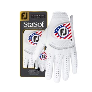 footjoy stasof flag gloves, pearl, medium/large