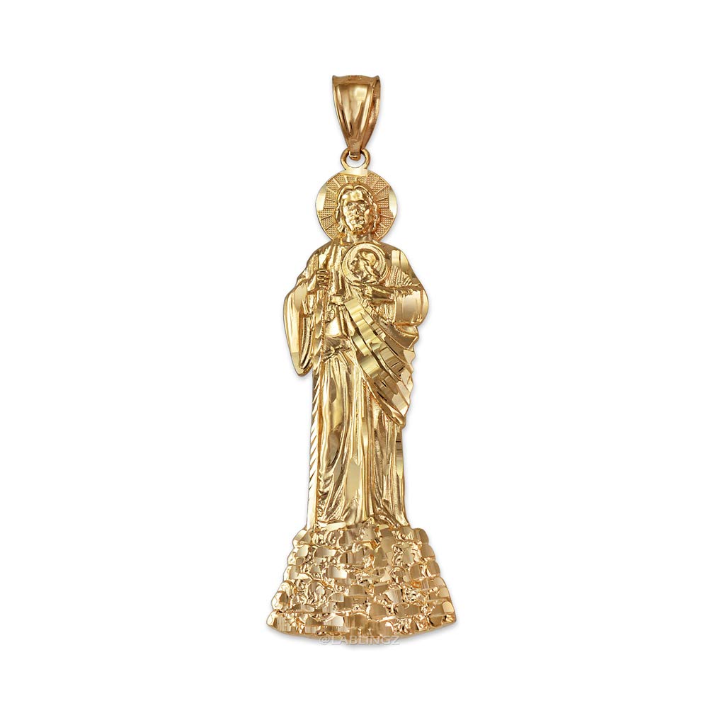 LA BLINGZ 10K Yellow Gold St. Jude DC Pendant (S/M/L) (Medium)